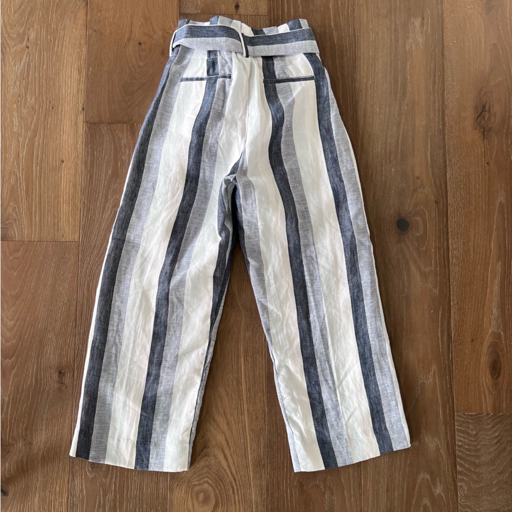 J.Crew NWOT Point Sur Paper Bag Linen Striped Wide Leg Pants, L2547 - Picture 4 of 13